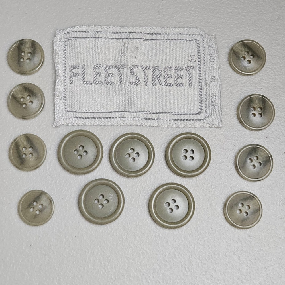 Fleet Street 13 Piece Coat Button Set‎ Round Matte Finish 4-Hole Crafting Sewing